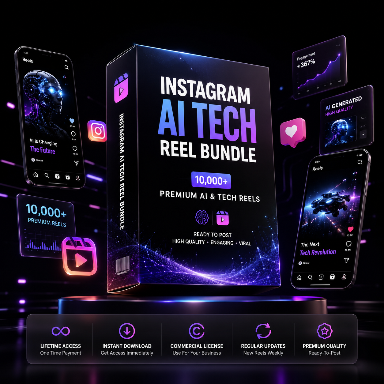 Instagram AI Tech Reel Bundle – 10,000+ Viral AI Reels for Instagram & Social Media